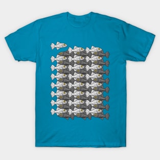 Escher style fish IV black and white T-Shirt